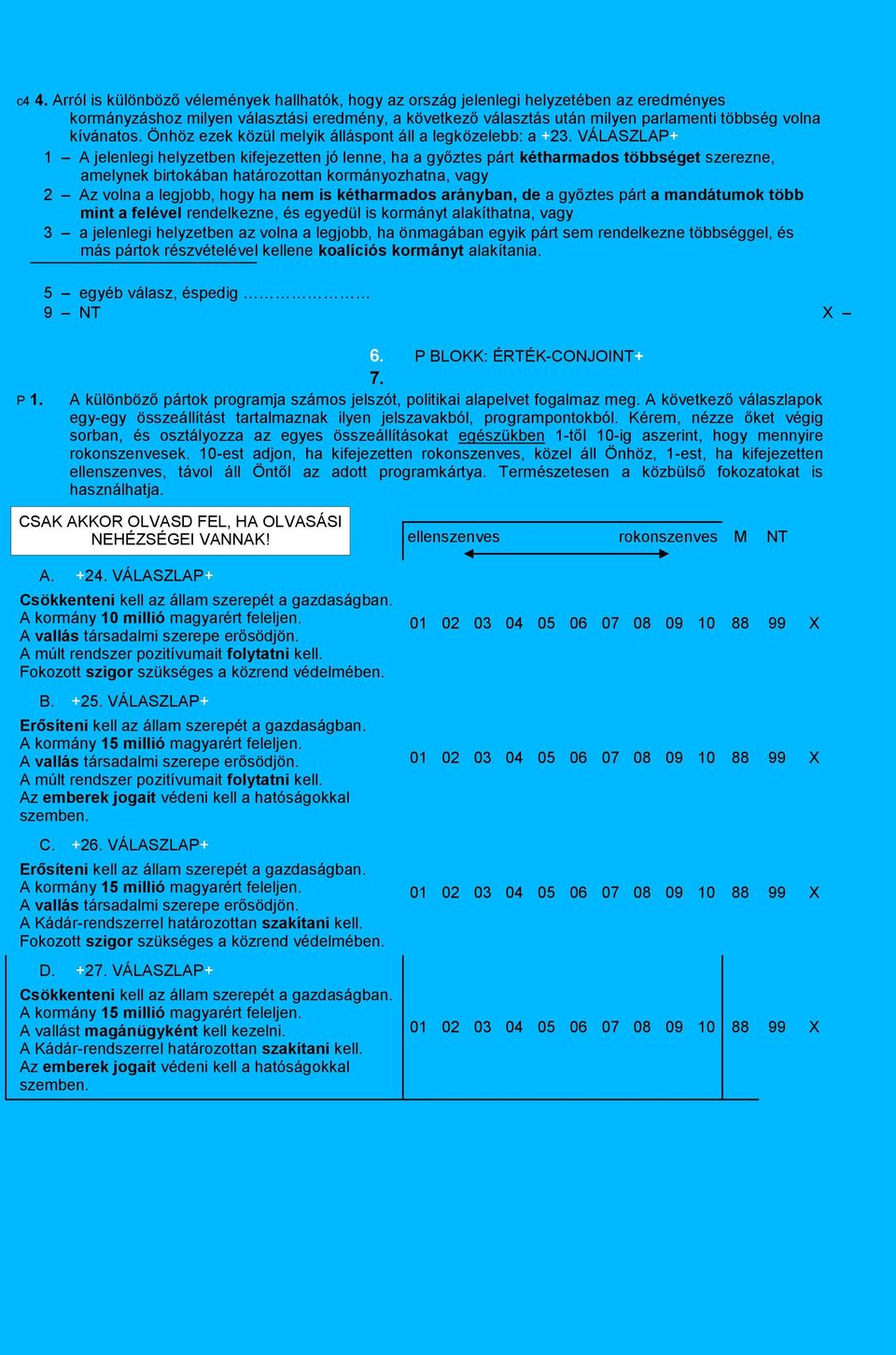 VÁLASZLAP+ 1 A jelenlegi helyzetben kifejezetten jó lenne, ha a győztes párt kétharmados többséget szerezne, amelynek birtokában határozottan kormányozhatna, vagy 2 Az volna a legjobb, hogy ha nem is