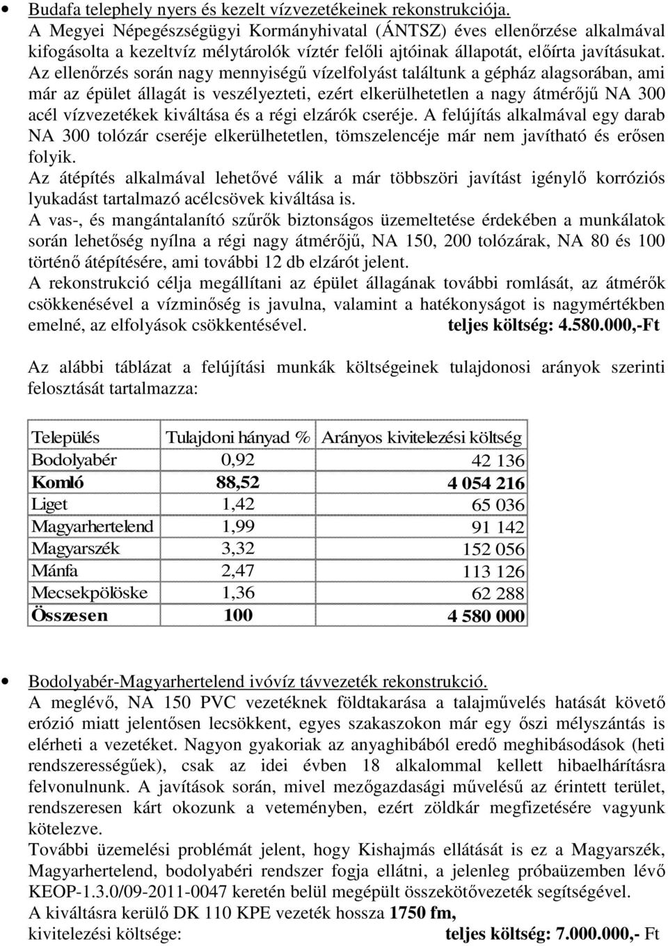 Az ellenőrzés során nagy mennyiségű vízelfolyást találtunk a gépház alagsorában, ami már az épület állagát is veszélyezteti, ezért elkerülhetetlen a nagy átmérőjű NA 300 acél vízvezetékek kiváltása