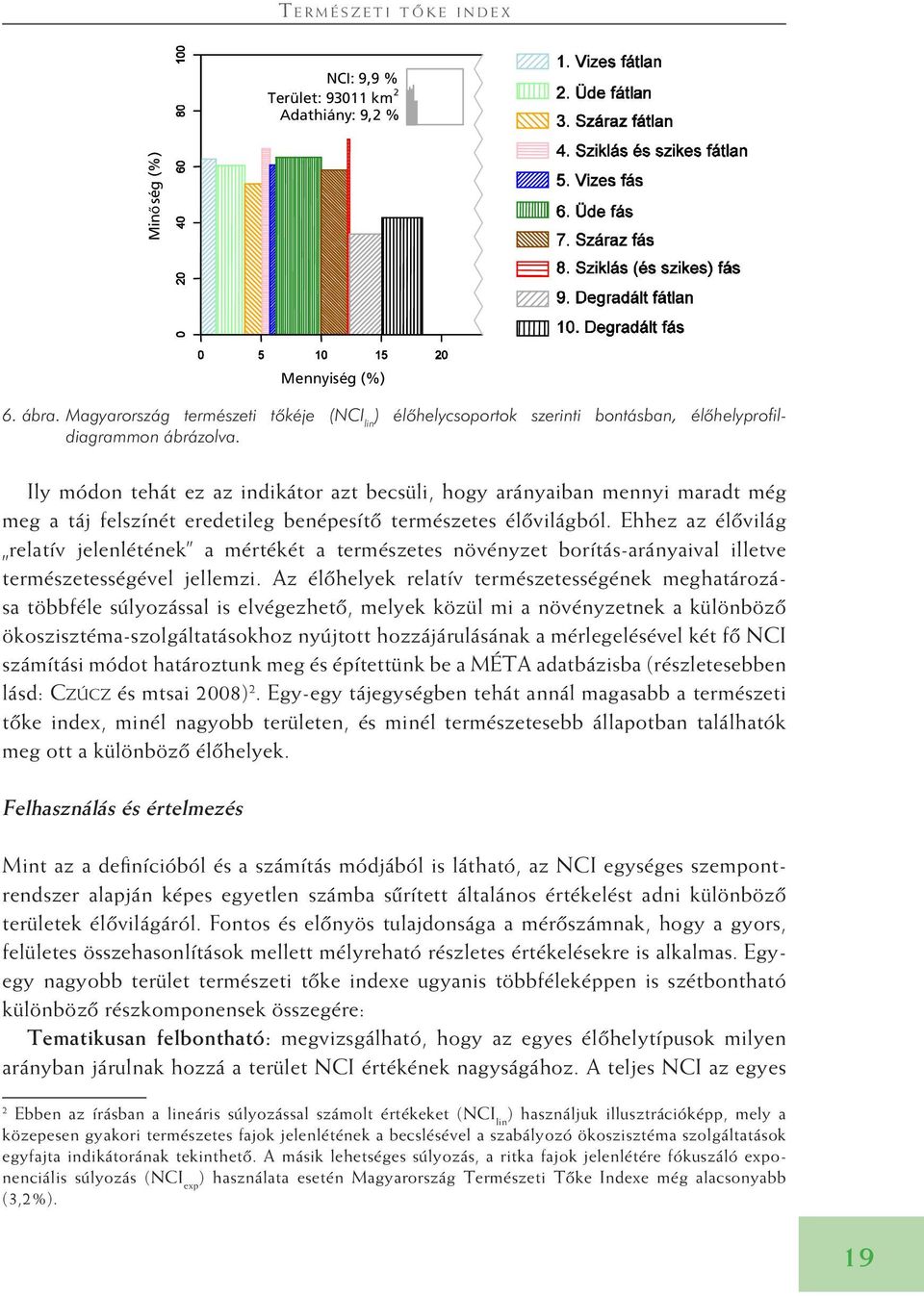 Ehhez az élôvilág relatív jelenlétének a mértékét a természetes növényzet borítás-arányaival illetve természetességével jellemzi.