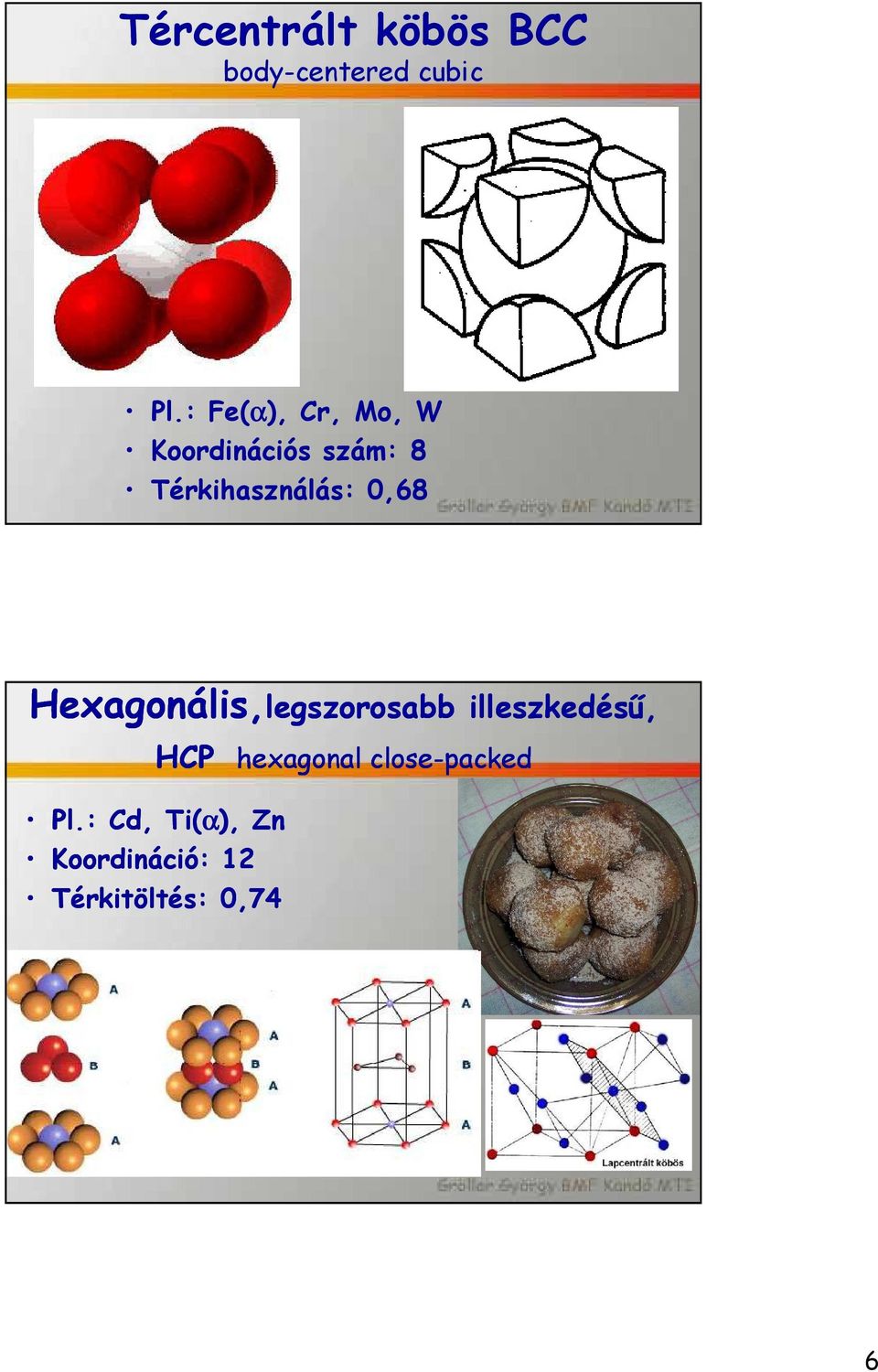 0,68 Hexagonális,legszorosabb illeszkedésű, HCP