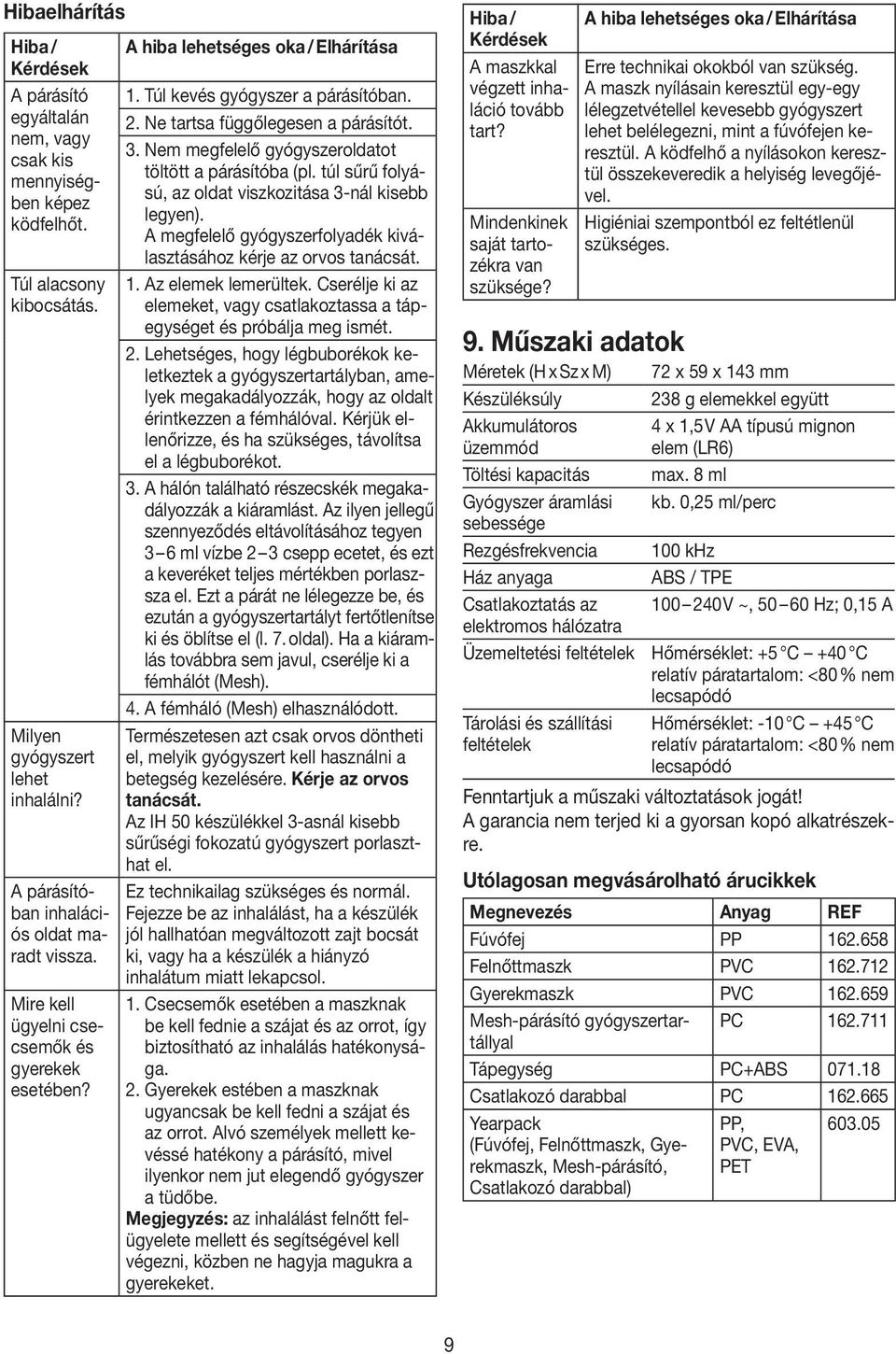 Ne tartsa függőlegesen a párásítót. 3. Nem megfelelő gyógyszeroldatot töltött a párásítóba (pl. túl sűrű folyású, az oldat viszkozitása 3-nál kisebb legyen).