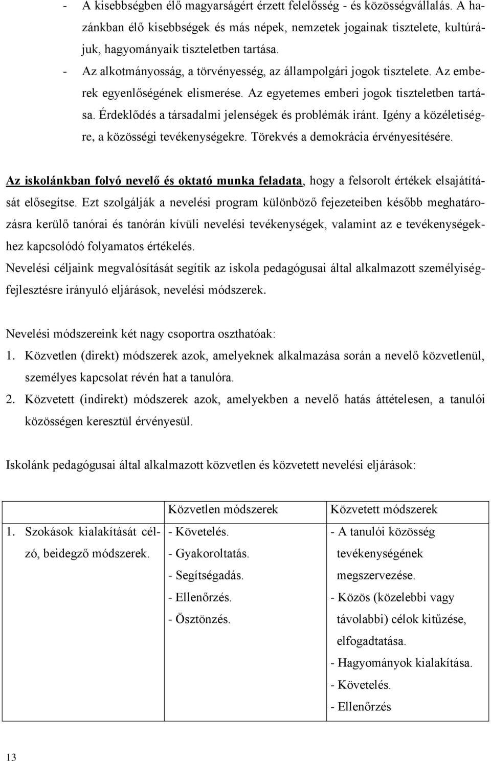 Érdeklődés a társadalmi jelenségek és problémák iránt. Igény a közéletiségre, a közösségi tevékenységekre. Törekvés a demokrácia érvényesítésére.