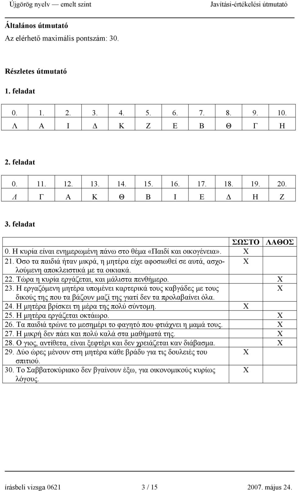 Όσο τα παιδιά ήταν μικρά, η μητέρα είχε αφοσιωθεί σε αυτά, ασχολούμενη αποκλειστικά με τα οικιακά. 22. Τώρα η κυρία εργάζεται, και μάλιστα πενθήμερο. 23.