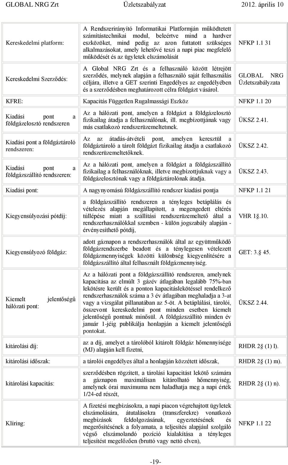 saját felhasználás céljára, illetve a GET szerinti Engedélyes az engedélyében és a szerződésben meghatározott célra földgázt vásárol. NFKP 1.