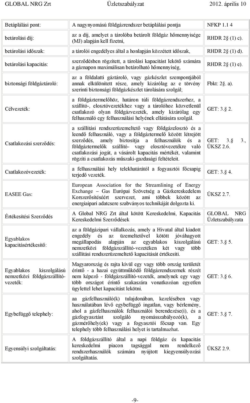 betárolási kapacitás: biztonsági földgáztároló: Célvezeték: Csatlakozási szerződés: Csatlakozóvezeték: EASEE Gas: Értékesítési Szerződés Egyablakos kapacitásértékesítő: Egyablakos kiszolgálású
