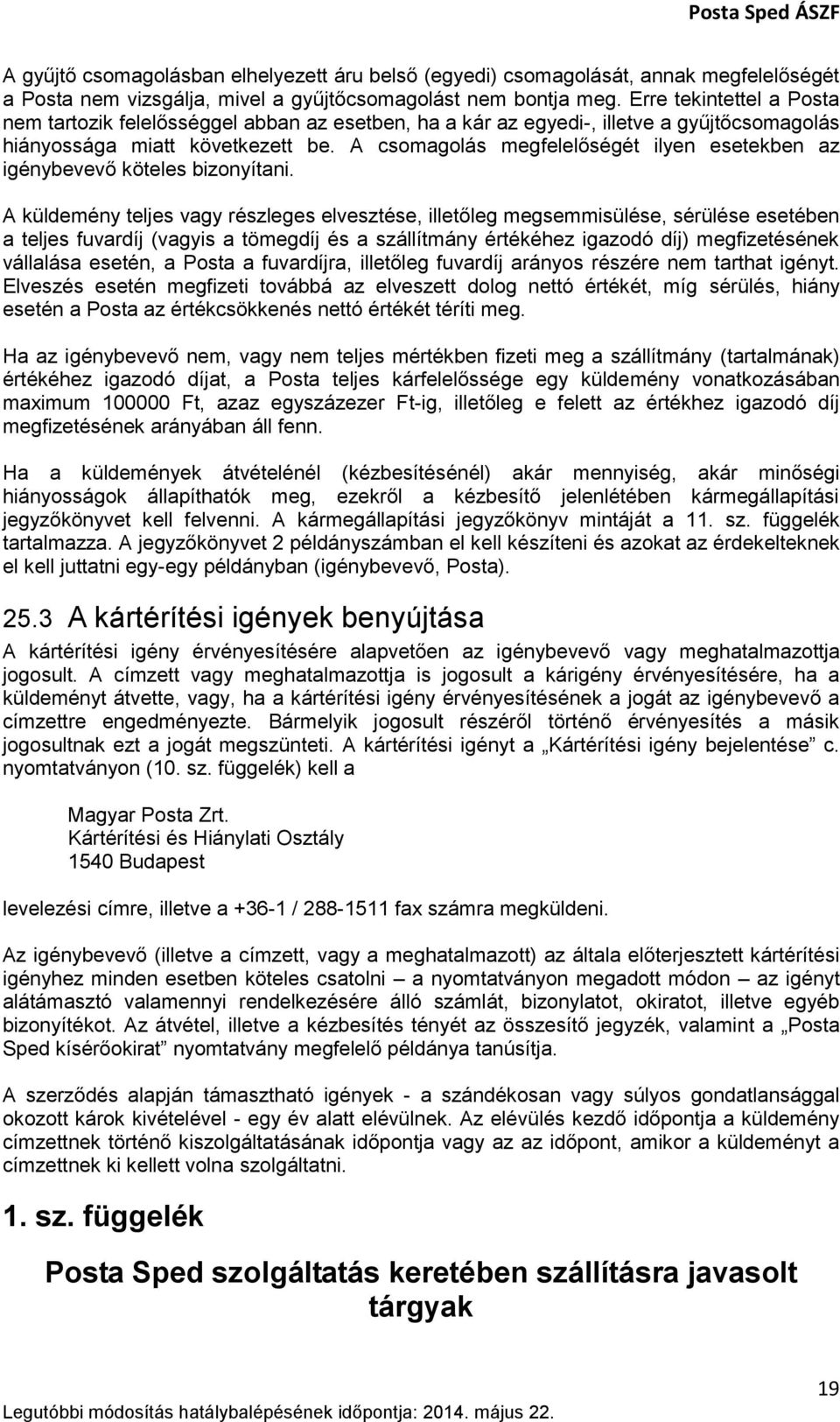 A Posta Sped szolgáltatás Általános Szerződési Feltételei - PDF Ingyenes  letöltés