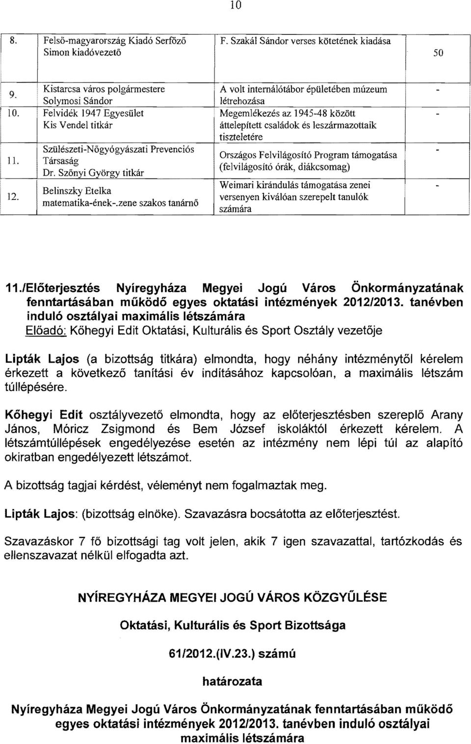 zene szakos tanárnő A volt internálótábor épületében múzeum létrehozása Megemlékezés az 1945-48 között áttelepített családok és leszármazottaik tiszteletére Országos Felvilágosító Program támogatása