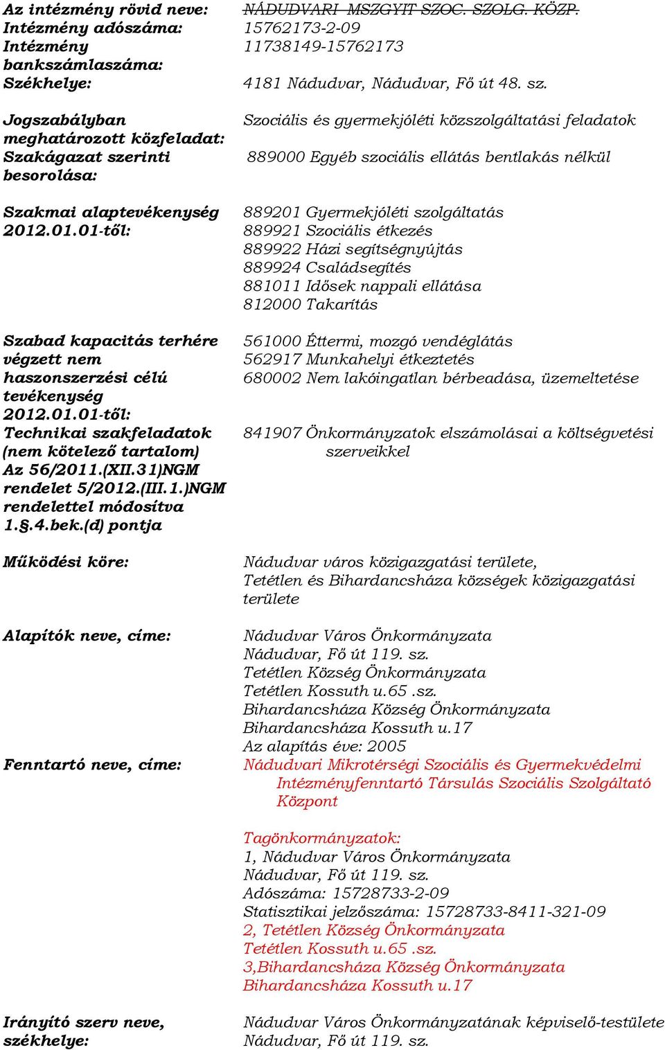 (XII.31)NGM rendelet 5/2012.(III.1.)NGM rendelettel módosítva 1..4.bek.