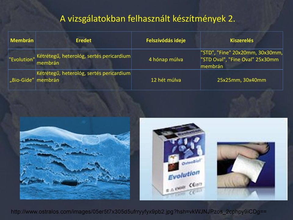 pericardium membrán 4 hónap múlva "STD", "Fine" 20x20mm, 30x30mm, "STD Oval", "Fine Oval" 25x30mm