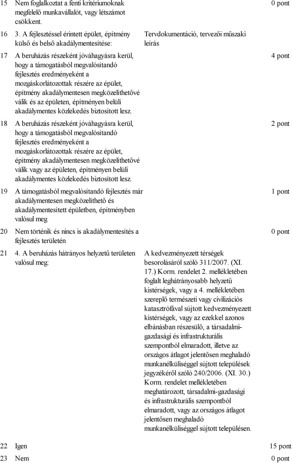 mozgáskorlátozottak részére az épület, építmény akadálymentesen megközelíthetővé válik és az épületen, építményen belüli akadálymentes közlekedés biztosított lesz.