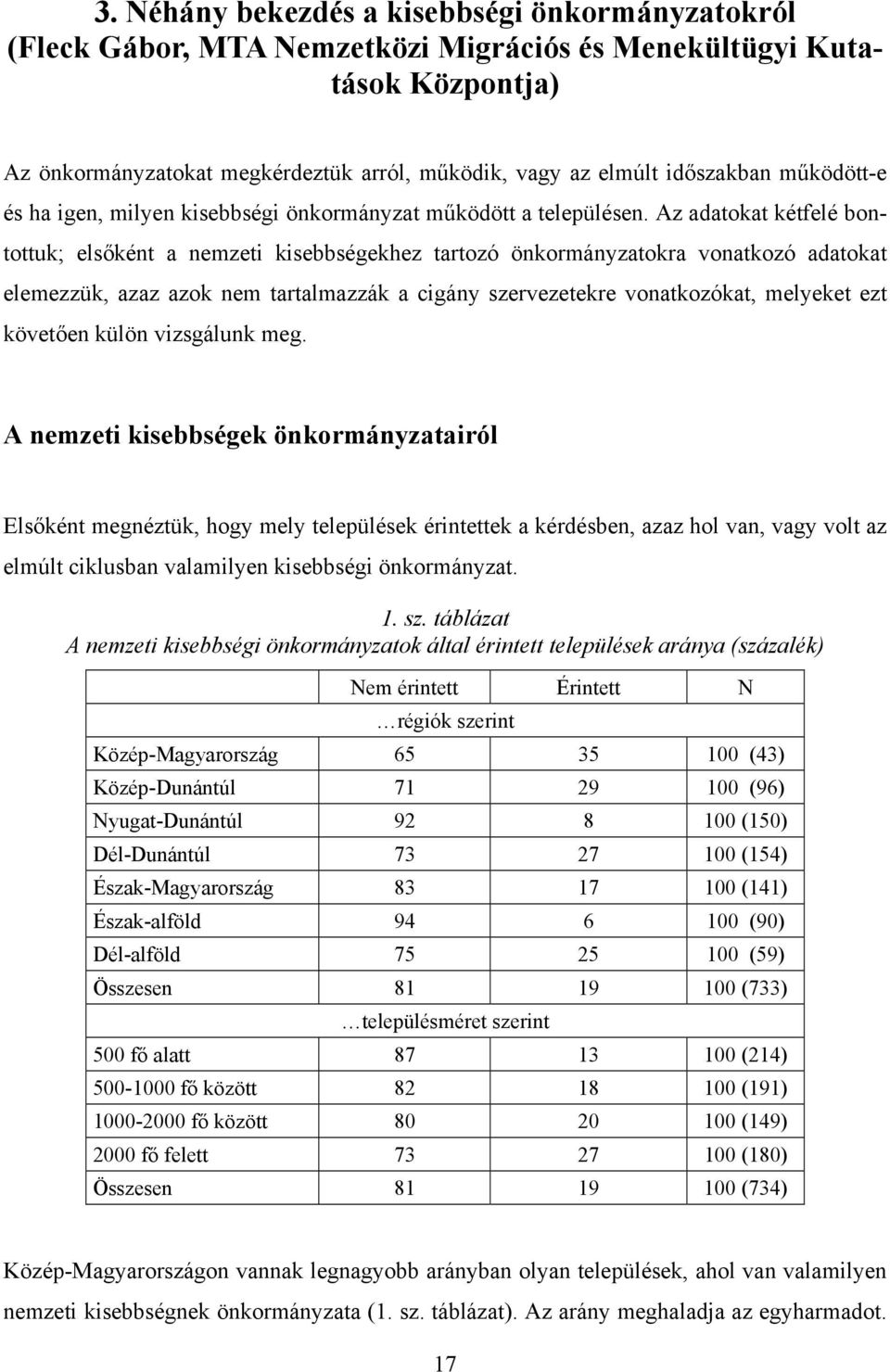 Az adatokat kétfelé bontottuk; elsőként a nemzeti kisebbségekhez tartozó önkormányzatokra vonatkozó adatokat elemezzük, azaz azok nem tartalmazzák a cigány szervezetekre vonatkozókat, melyeket ezt