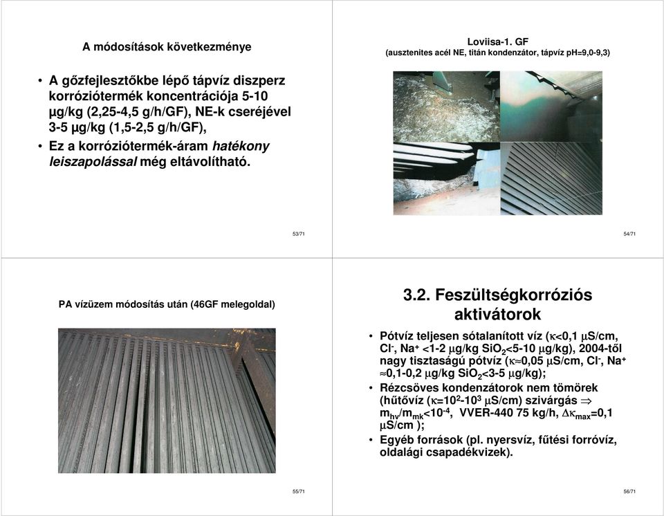 g/h/gf), Ez a korróziótermék-áram hatékony leiszapolással még eltávolítható. 53/71 54/71 PA vízüzem módosítás után (46GF melegoldal) 3.2.