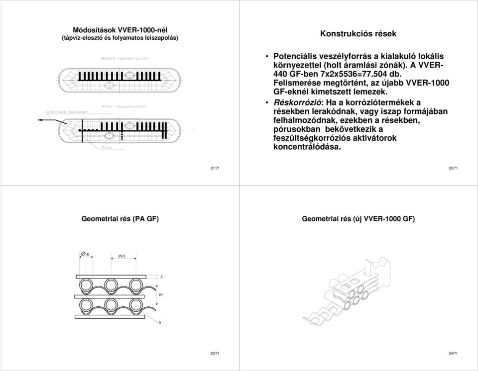 Felismerése megtörtént, az újabb VVER-1000 GF-eknél kimetszett lemezek.