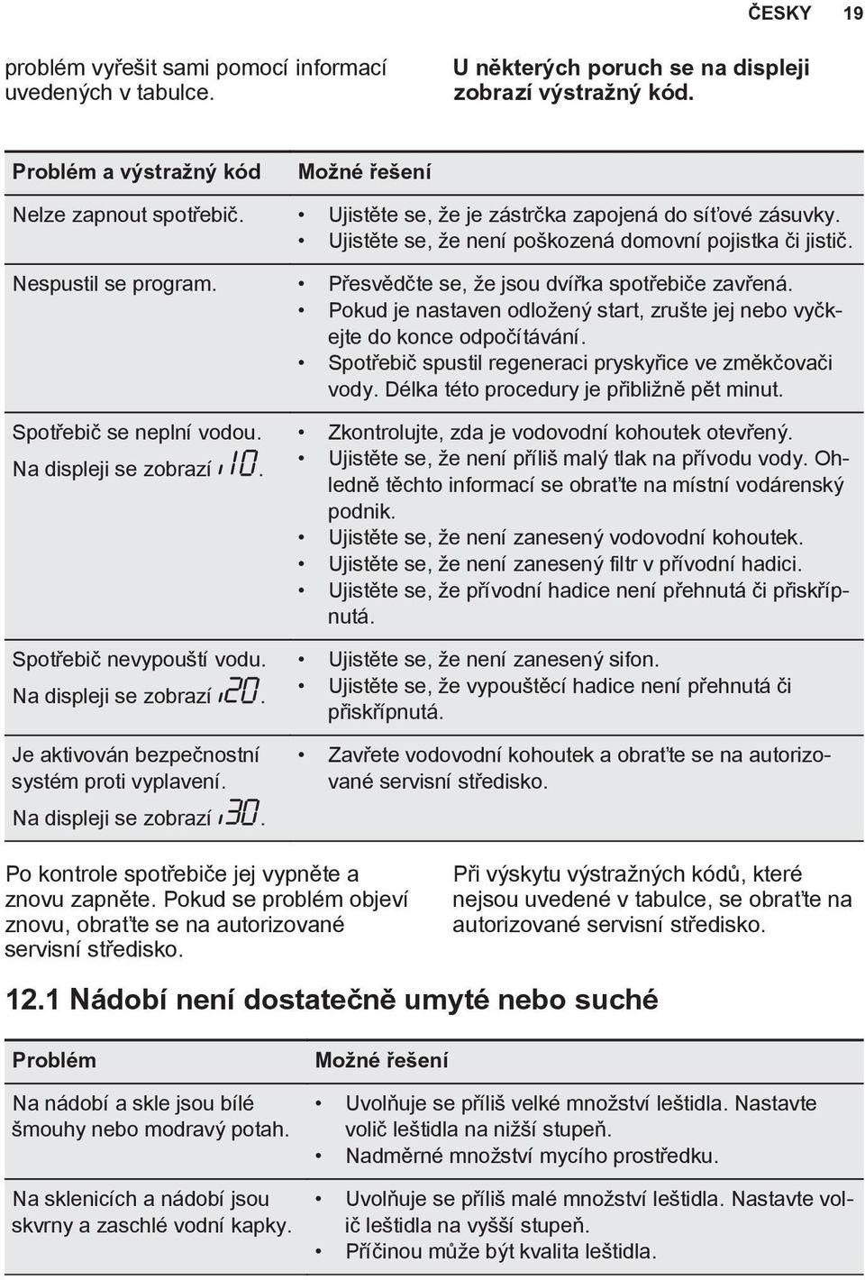 Pokud je nastaven odložený start, zrušte jej nebo vyčkejte do konce odpočítávání. Spotřebič spustil regeneraci pryskyřice ve změkčovači vody. Délka této procedury je přibližně pět minut.