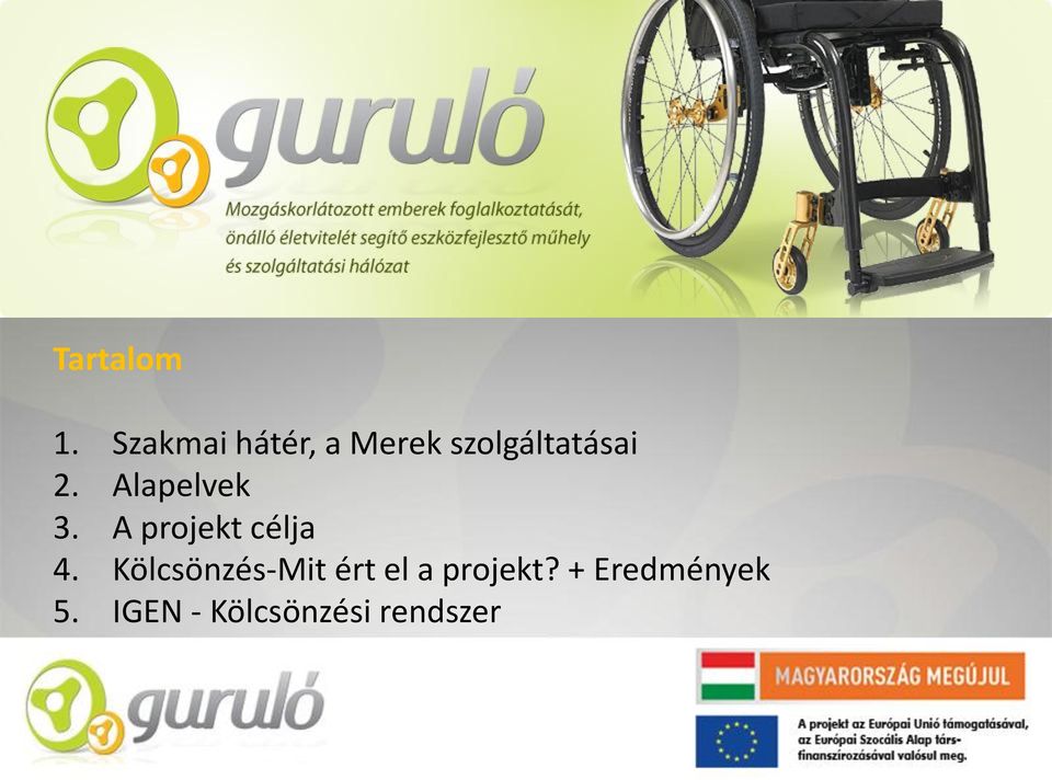 Alapelvek 3. A projekt célja 4.