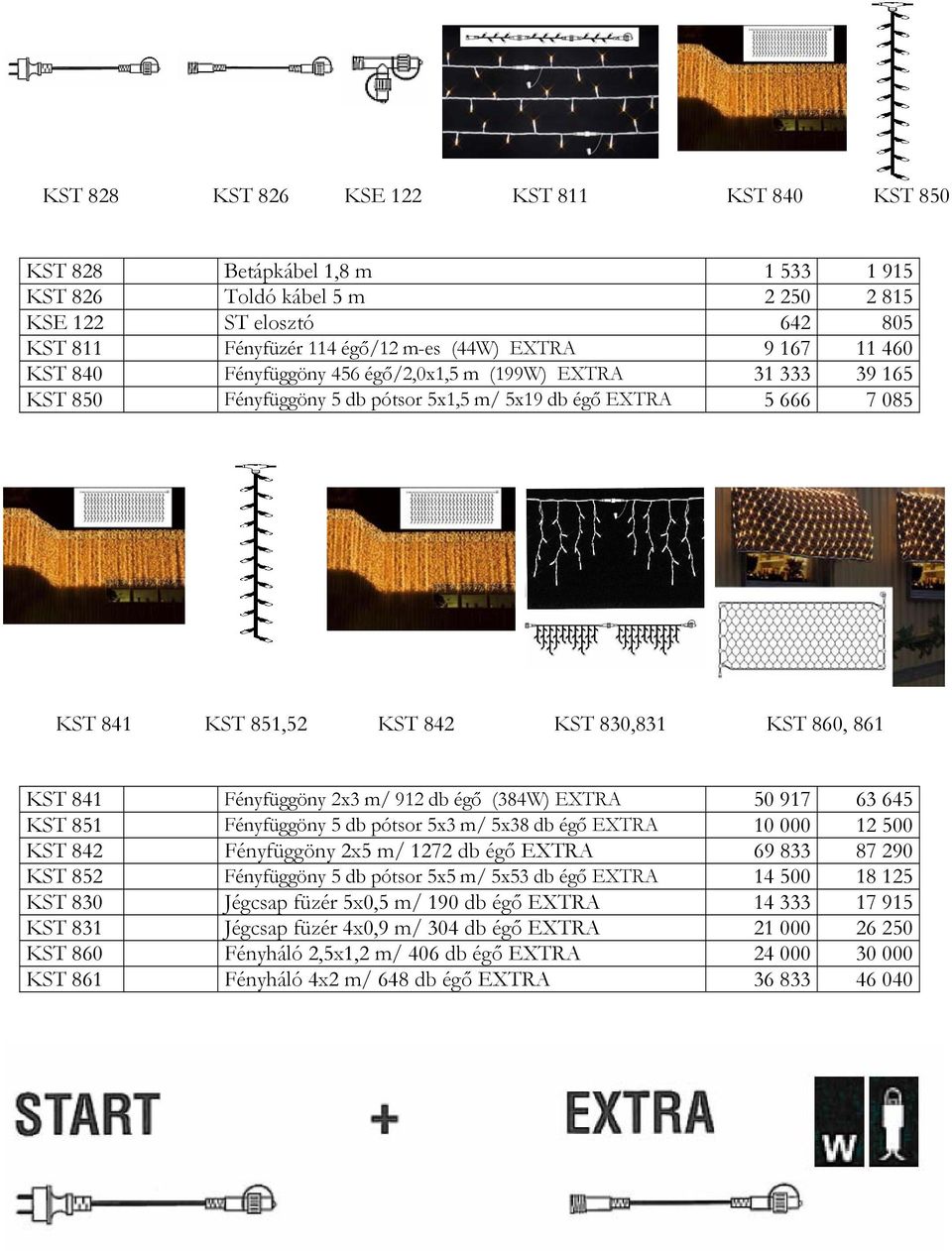2x3 m/ 912 db égő (384W) 50 917 63 645 KST 851 Fényfüggöny 5 db pótsor 5x3 m/ 5x38 db égő 10 000 12 500 KST 842 Fényfüggöny 2x5 m/ 1272 db égő 69 833 87 290 KST 852 Fényfüggöny 5 db pótsor 5x5 m/