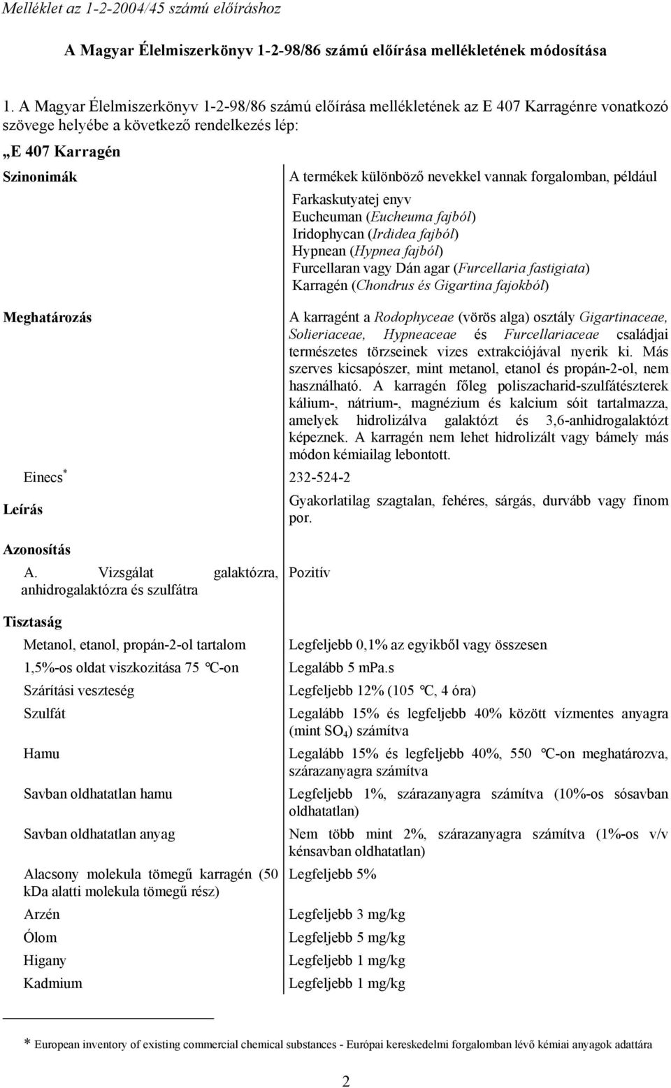 nevekkel vannak forgalomban, például Farkaskutyatej enyv Eucheuman (Eucheuma fajból) Iridophycan (Irdidea fajból) Hypnean (Hypnea fajból) Furcellaran vagy Dán agar (Furcellaria fastigiata) Karragén