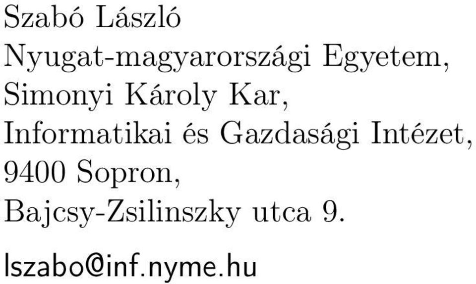 Informatikai és Gazdasági Intézet,