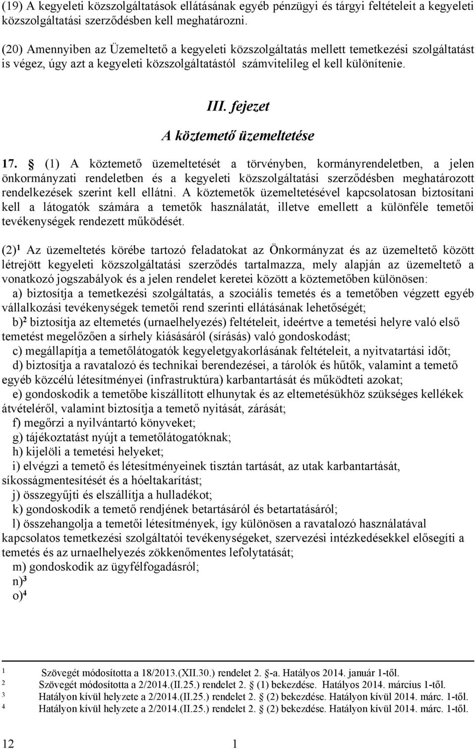 fejezet A köztemető üzemeltetése 7.
