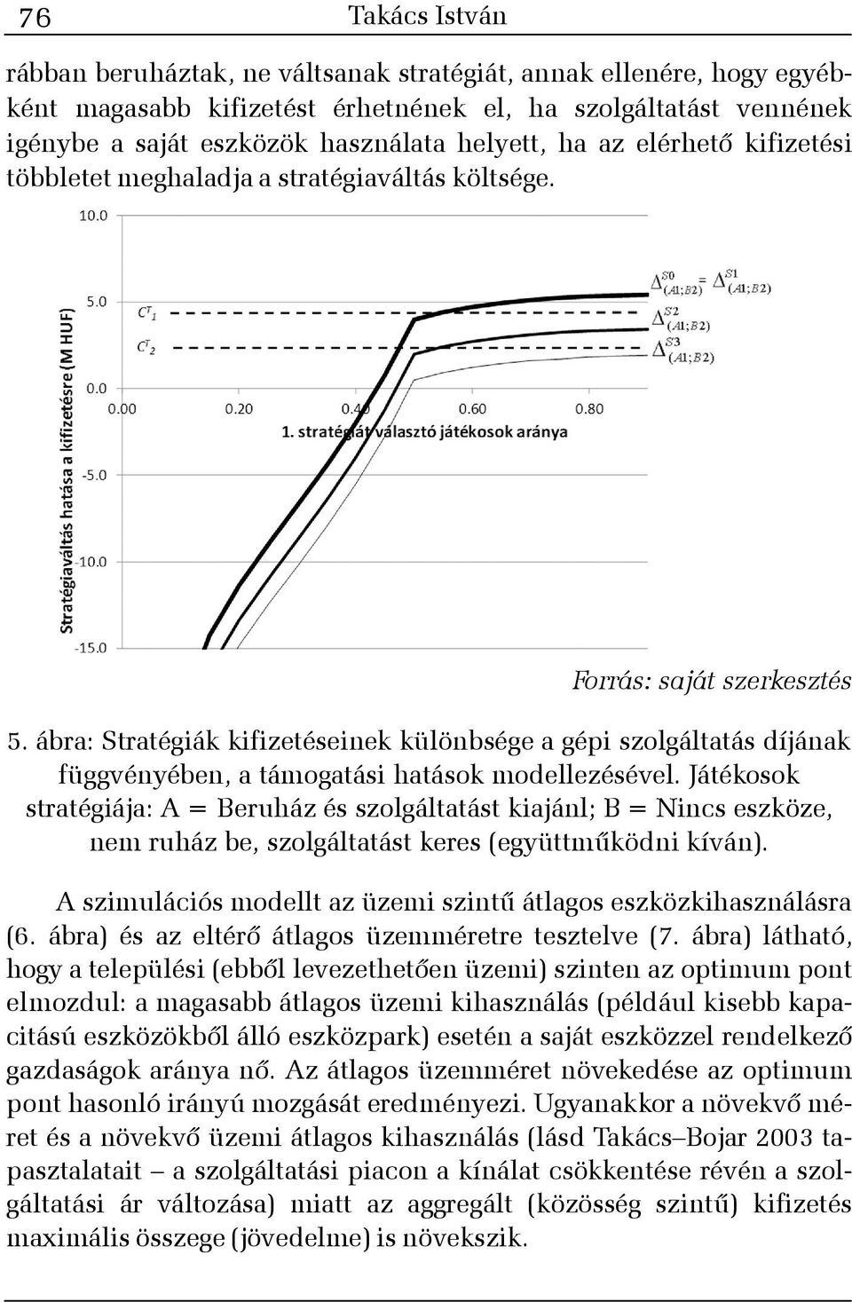 Játékosok stratégiája: A = Beruház és szolgáltatást kiajánl; B = Nincs eszköze, nem ruház be, szolgáltatást keres (együttmûködni kíván).