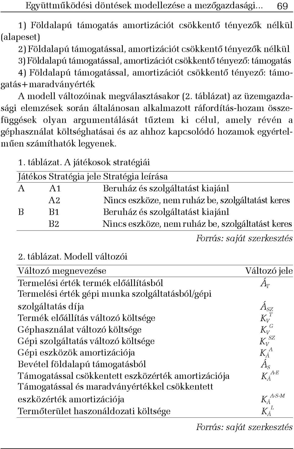 tényezõ: támogatás 4) Földalapú támogatással, amortizációt csökkentõ tényezõ: támogatás+maradványérték A modell változóinak megválasztásakor (2.