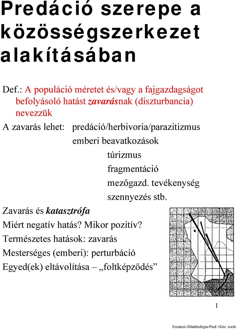 lehet: predáció/herbivoria/parazitizmus Zavarás és katasztrófa emberi beavatkozások túrizmus fragmentáció