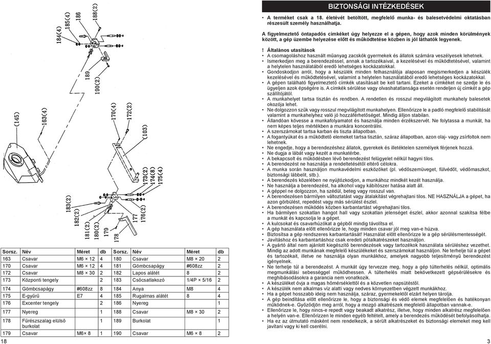 Név Méret db 63 Csavar M6 2 4 80 Csavar M8 20 2 70 Csavar M6 2 4 8 Gömbcsapágy #608zz 2 72 Csavar M8 30 2 82 Lapos alátét 8 2 73 Központi tengely 2 83 Csőcsatlakozó /4P 5/6 2 74 Gömbcsapágy #608zz 8