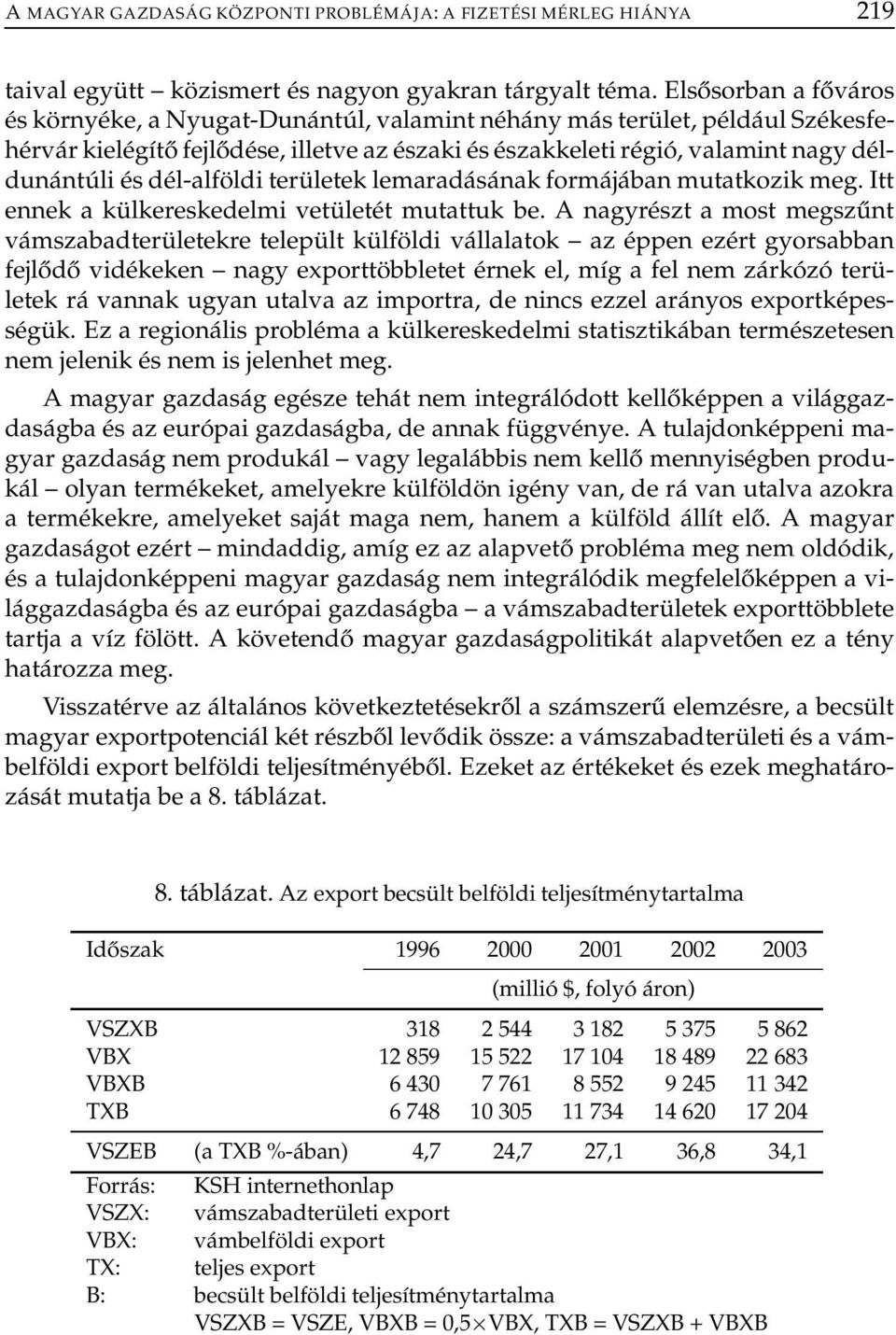 dél-alföldi területek lemaradásának formájában mutatkozik meg. Itt ennek a külkereskedelmi vetületét mutattuk be.