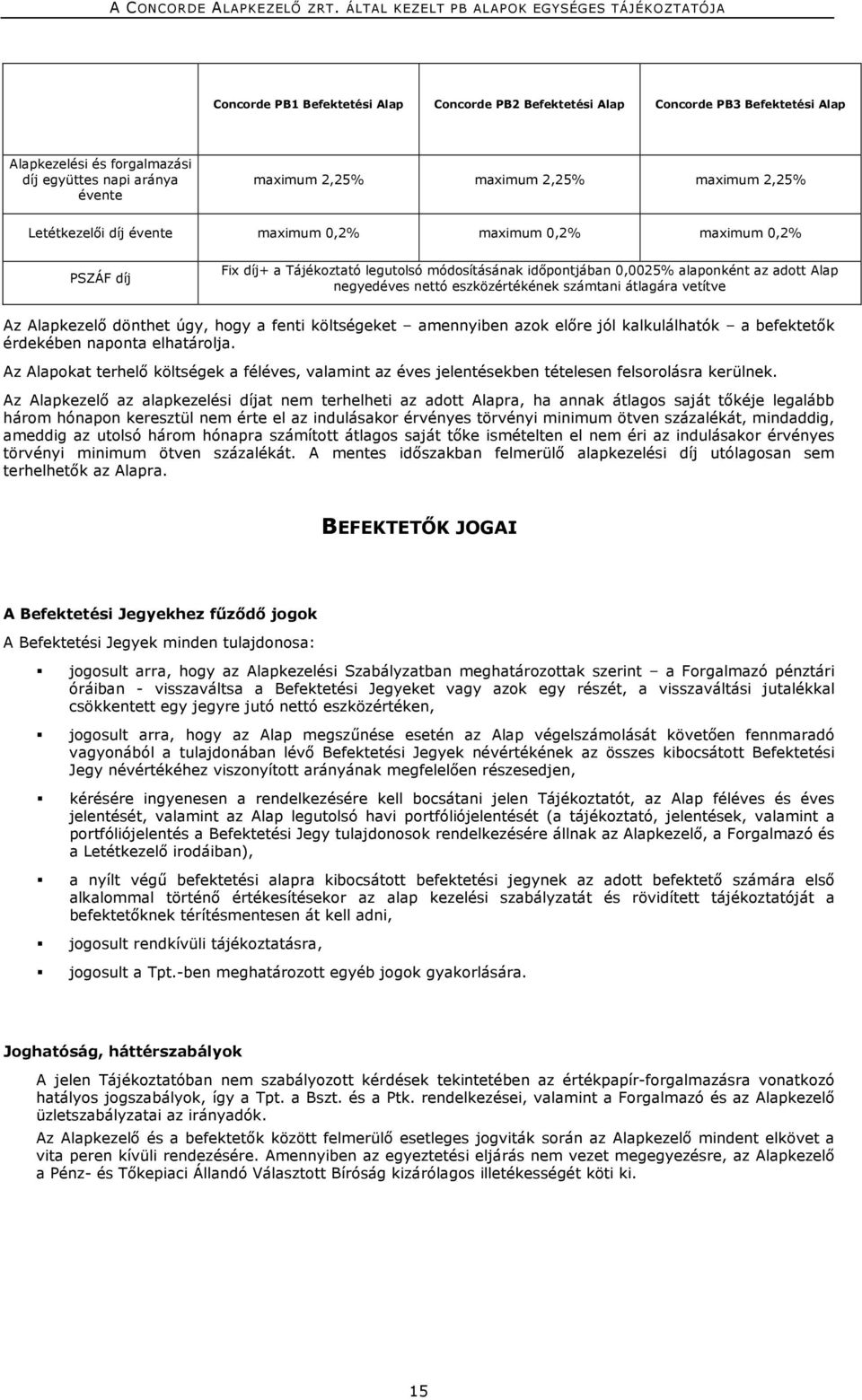 számtani átlagára vetítve Az Alapkezelő dönthet úgy, hogy a fenti költségeket amennyiben azok előre jól kalkulálhatók a befektetők érdekében naponta elhatárolja.