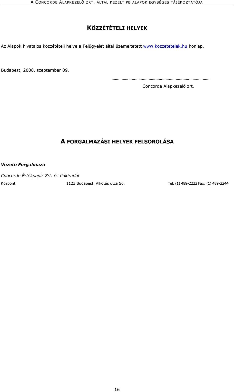 Concorde Alapkezelő zrt.