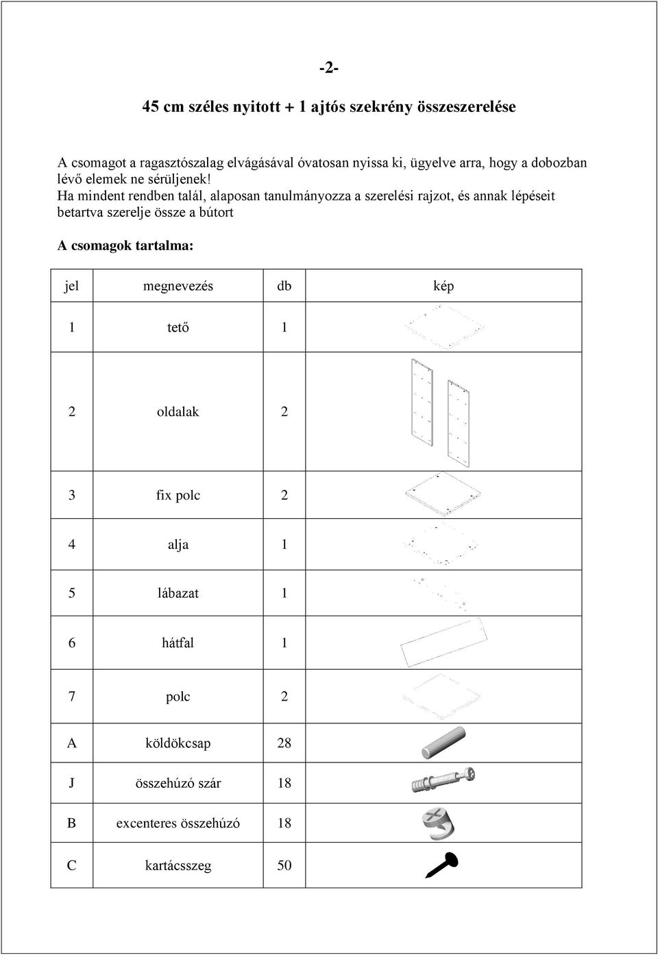 1- Összeszerelési útmutató 45 cm széles nyitott + 1 ajtós szekrényhez - PDF  Ingyenes letöltés