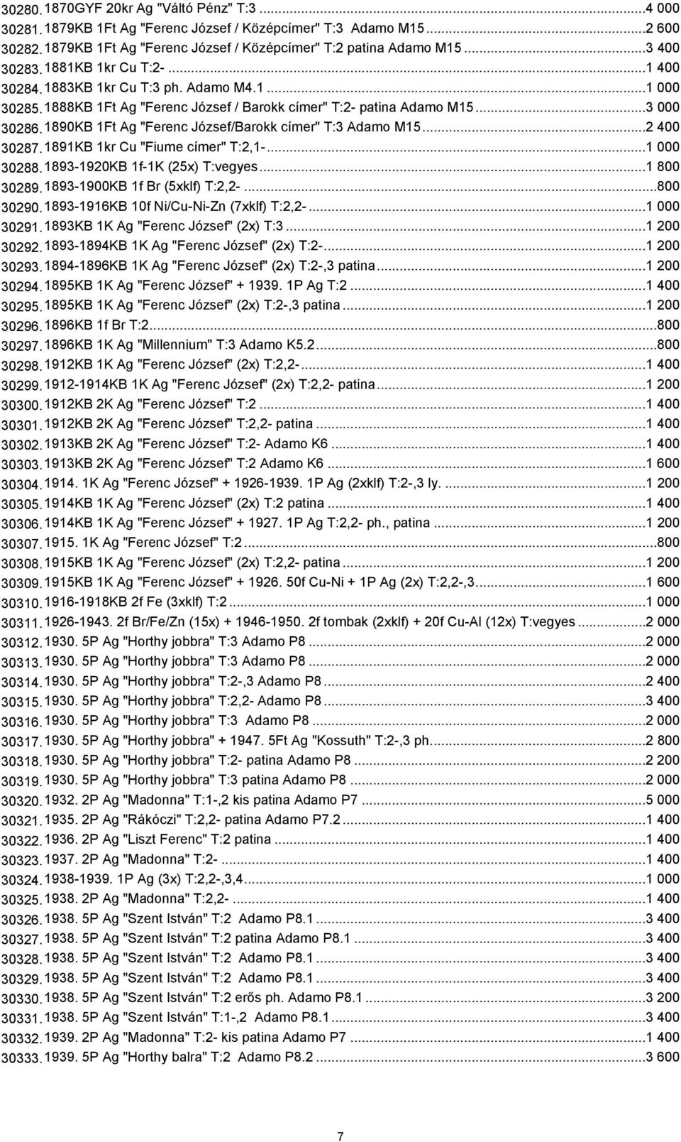 1890KB 1Ft Ag "Ferenc József/Barokk címer" T:3 Adamo M15...2 400 30287.1891KB 1kr Cu "Fiume címer" T:2,1-...1 000 30288.1893-1920KB 1f-1K (25x) T:vegyes...1 800 30289.1893-1900KB 1f Br (5xklf) T:2,2-.