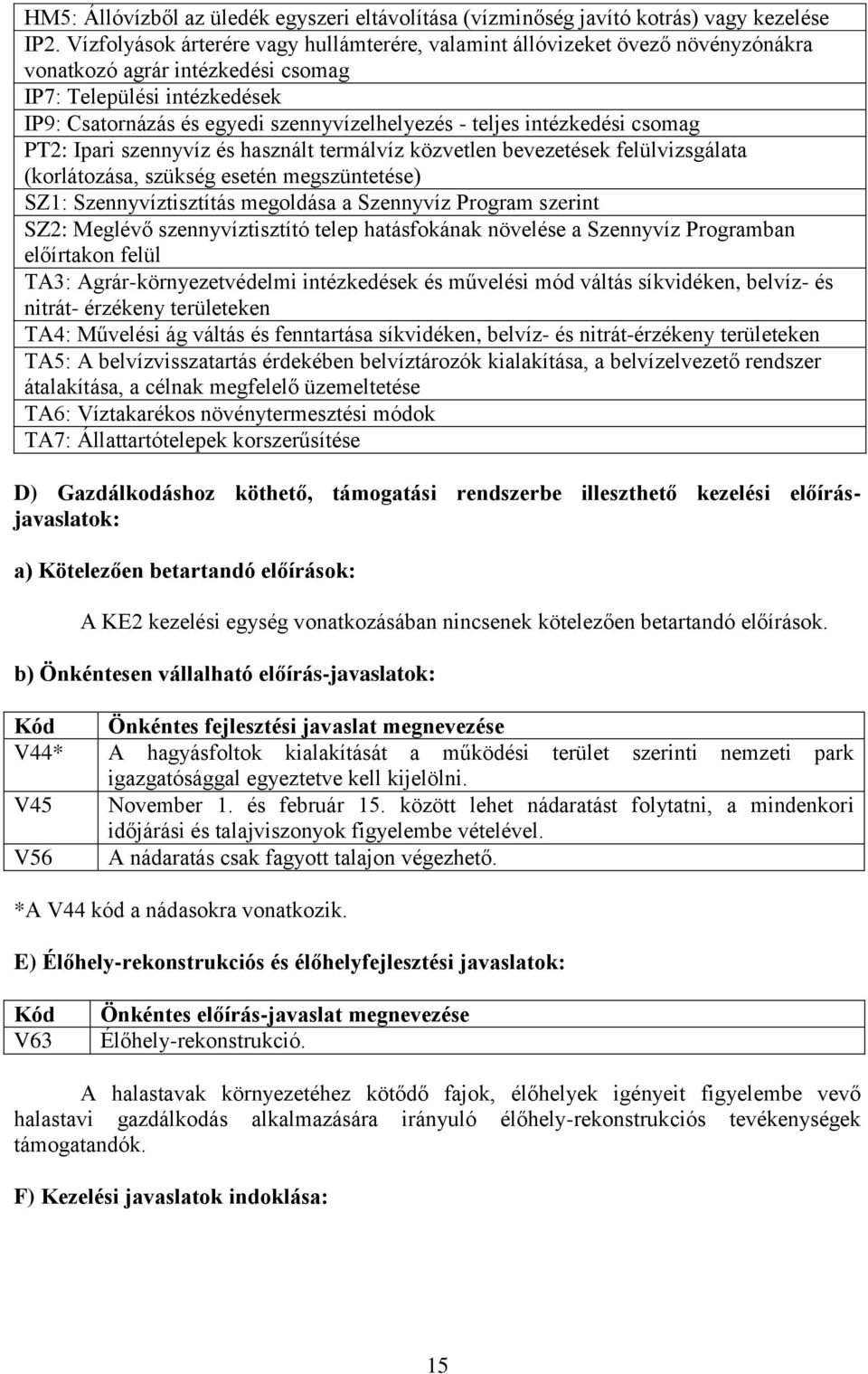 teljes intézkedési csomag PT2: Ipari szennyvíz és használt termálvíz közvetlen bevezetések felülvizsgálata (korlátozása, szükség esetén megszüntetése) SZ1: Szennyvíztisztítás megoldása a Szennyvíz