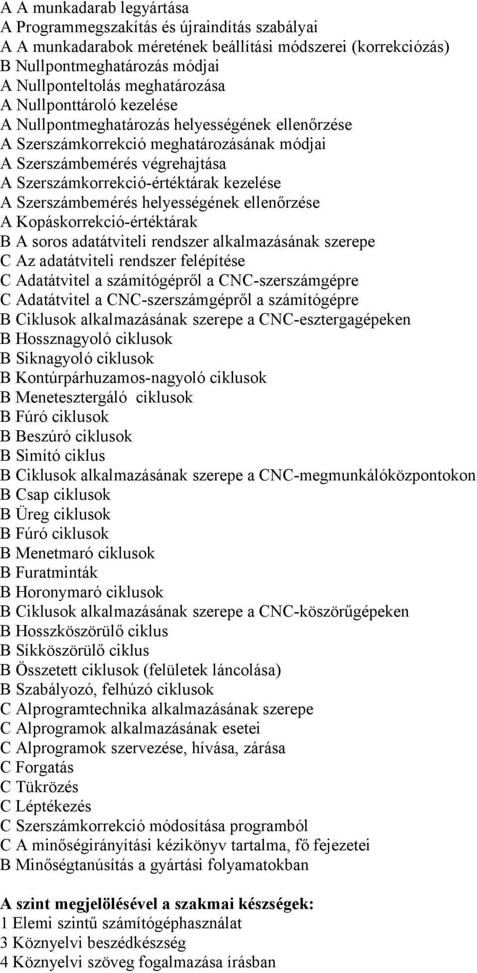 helyességének ellenőrzése A Kpáskrrekció-értéktárak B A srs adatátviteli rendszer alkalmazásának szerepe C Az adatátviteli rendszer felépítése C Adatátvitel a számítógépről a CNC-szerszámgépre C