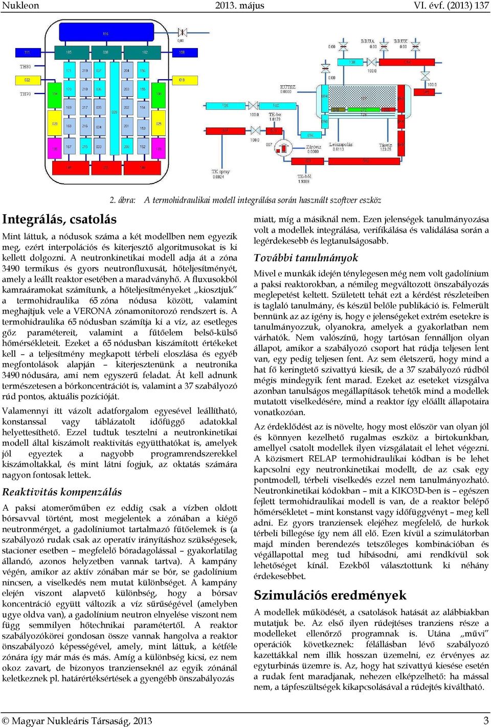 kellett dolgozni. A neutronkinetikai modell adja át a zóna 3490 termikus és gyors neutronfluxusát, hőteljesítményét, amely a leállt reaktor esetében a maradványhő.