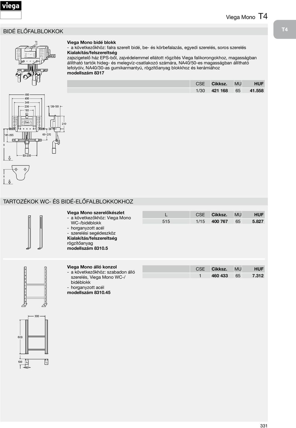 kerámiához modellszám 8317 CSE Cikksz. MU HUF 1/30 421 168 65 41.