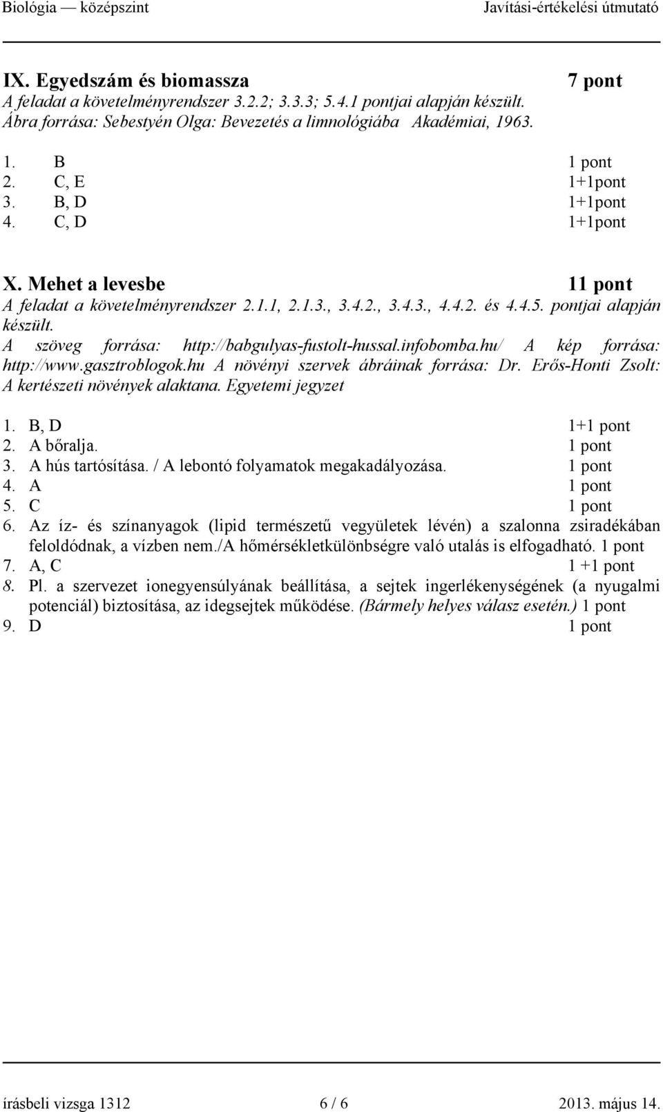 A szöveg forrása: http://babgulyas-fustolt-hussal.infobomba.hu/ A kép forrása: http://www.gasztroblogok.hu A növényi szervek ábráinak forrása: Dr. Erős-Honti Zsolt: A kertészeti növények alaktana.