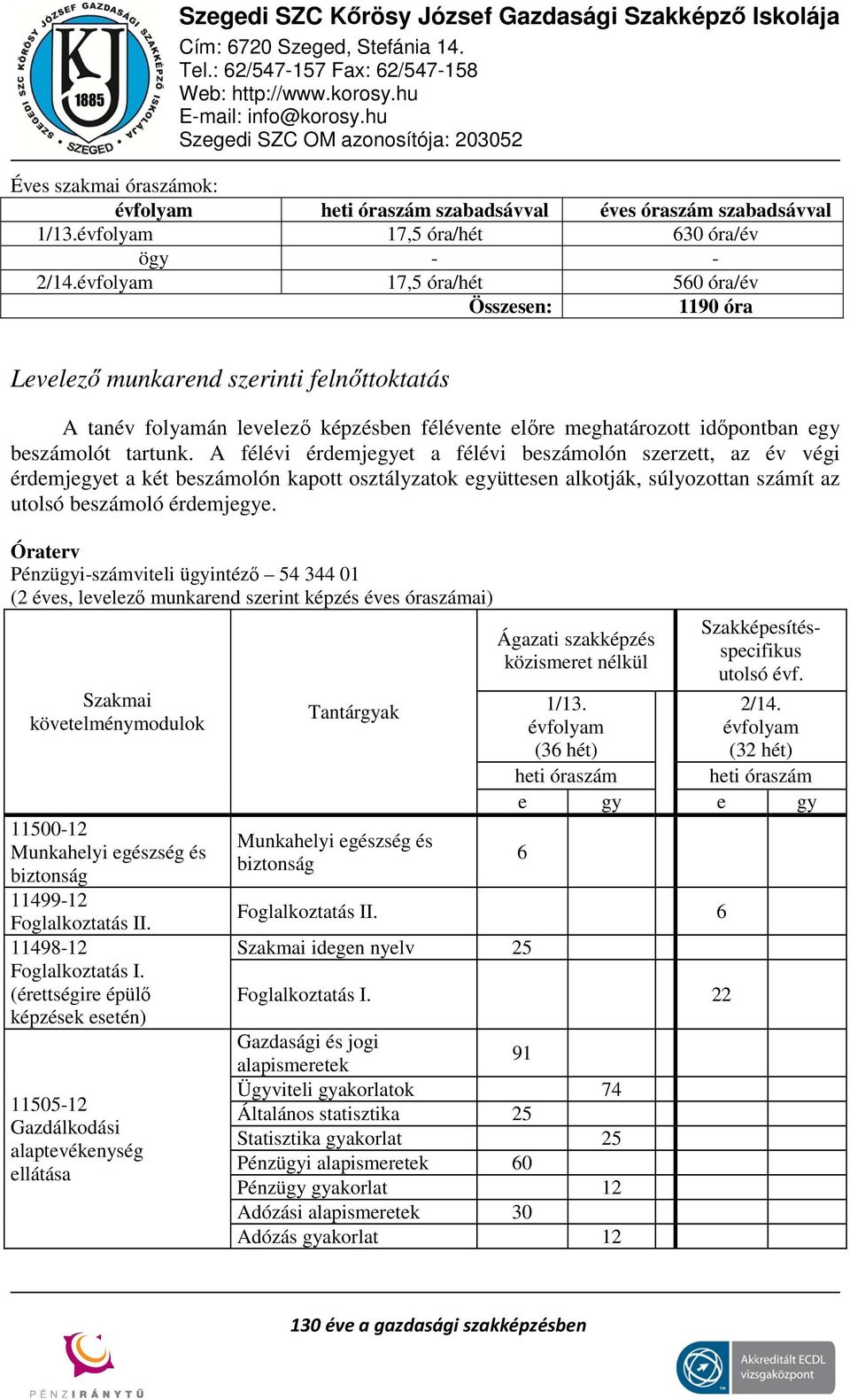 A félévi érdemjegyet a félévi beszámolón szerzett, az év végi érdemjegyet a két beszámolón kapott osztályzatok együttesen alkotják, súlyozottan számít az utolsó beszámoló érdemjegye.