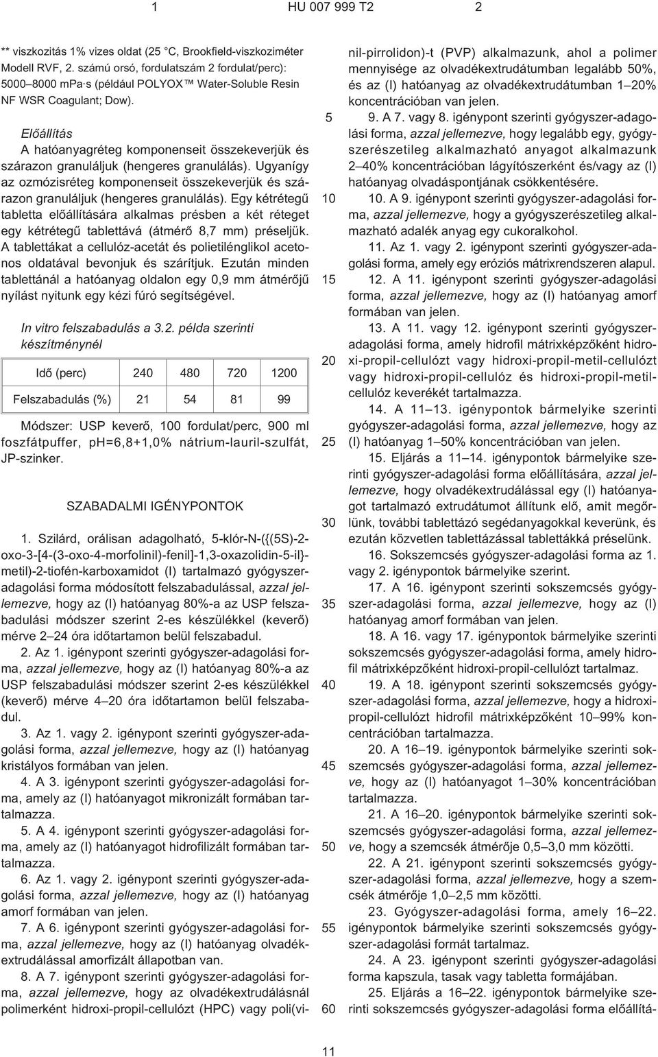 Egy kétrétegû tabletta elõállítására alkalmas présben a két réteget egy kétrétegû tablettává (átmérõ 8,7 mm) préseljük.