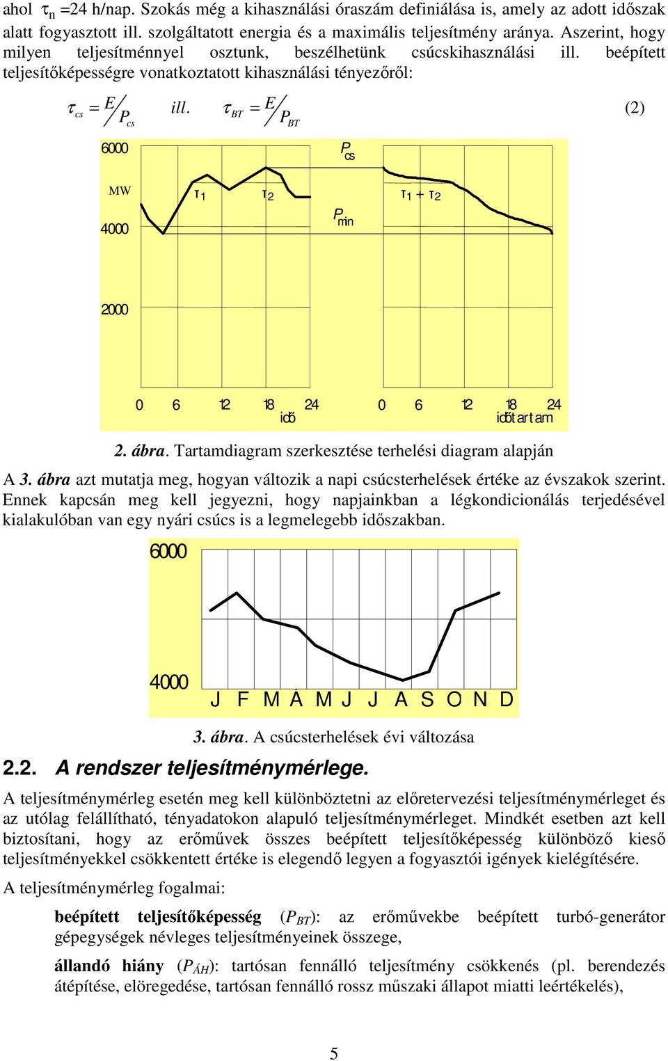 τ E BT = (2) 6000 cs BT cs MW 4000 τ τ τ + τ 1 2 1 2 min 2000 0 6 12 18 24 id ı 0 6 12 18 24 id ı tartam 2. ábra. Tartamdiagram szerkesztése terhelési diagram alapján A 3.