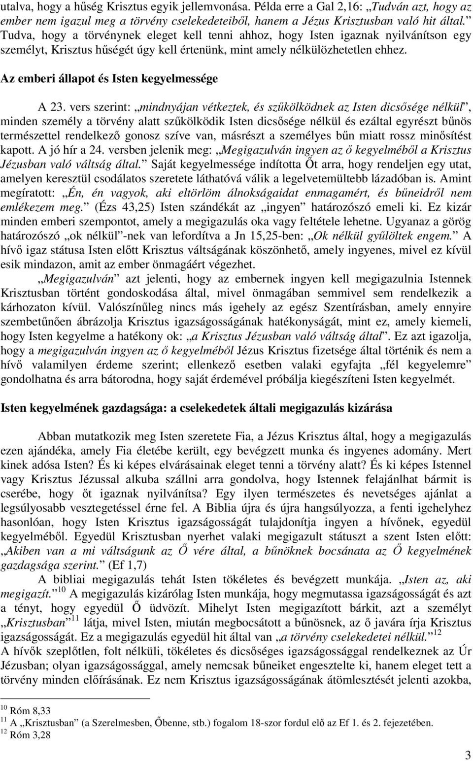Az emberi állapot és Isten kegyelmessége A 23.