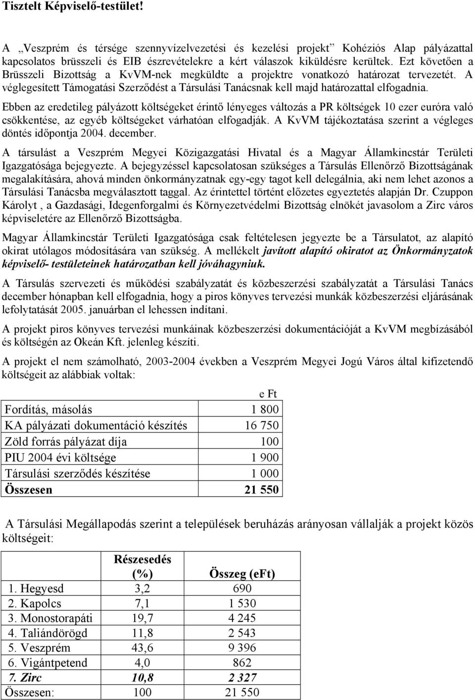 Ebben az eredetileg pályázott költségeket érintő lényeges változás a PR költségek 10 ezer euróra való csökkentése, az egyéb költségeket várhatóan elfogadják.