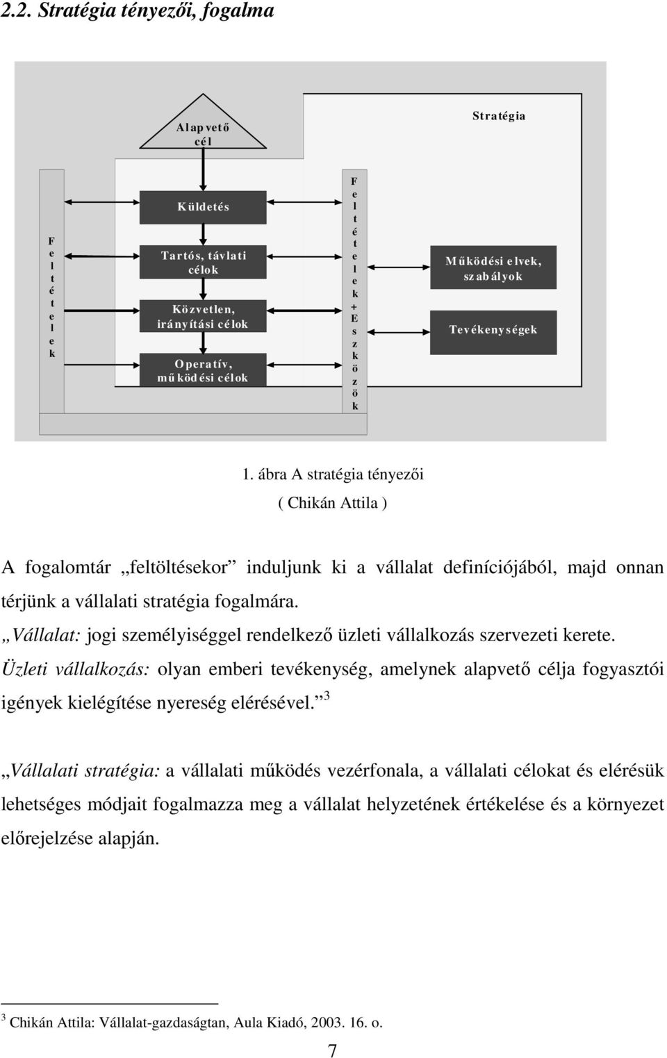 ábra A stratégia tényezıi ( Chikán Attila ) A fogalomtár feltöltésekor induljunk ki a vállalat definíciójából, majd onnan térjünk a vállalati stratégia fogalmára.