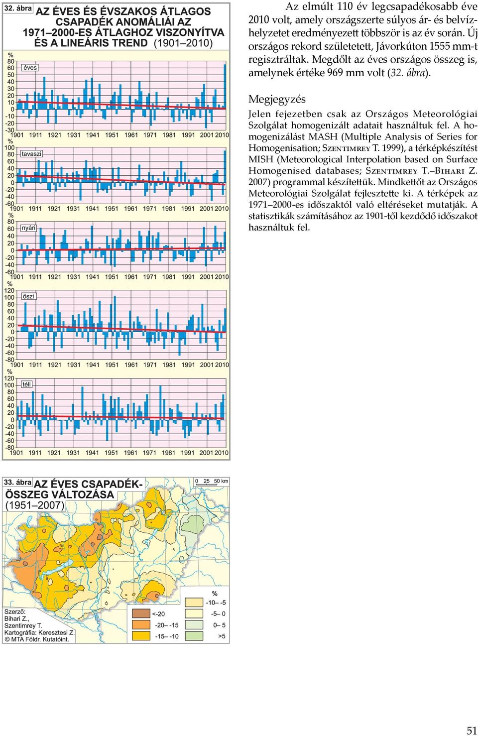 Megjegyzés Jelen fejezetben csak az Országos Meteorológiai Szolgálat homogenizált adatait használtuk fel. A homogenizálást MASH (Multiple Analysis of Series for Homogenisation; Szentimrey T.