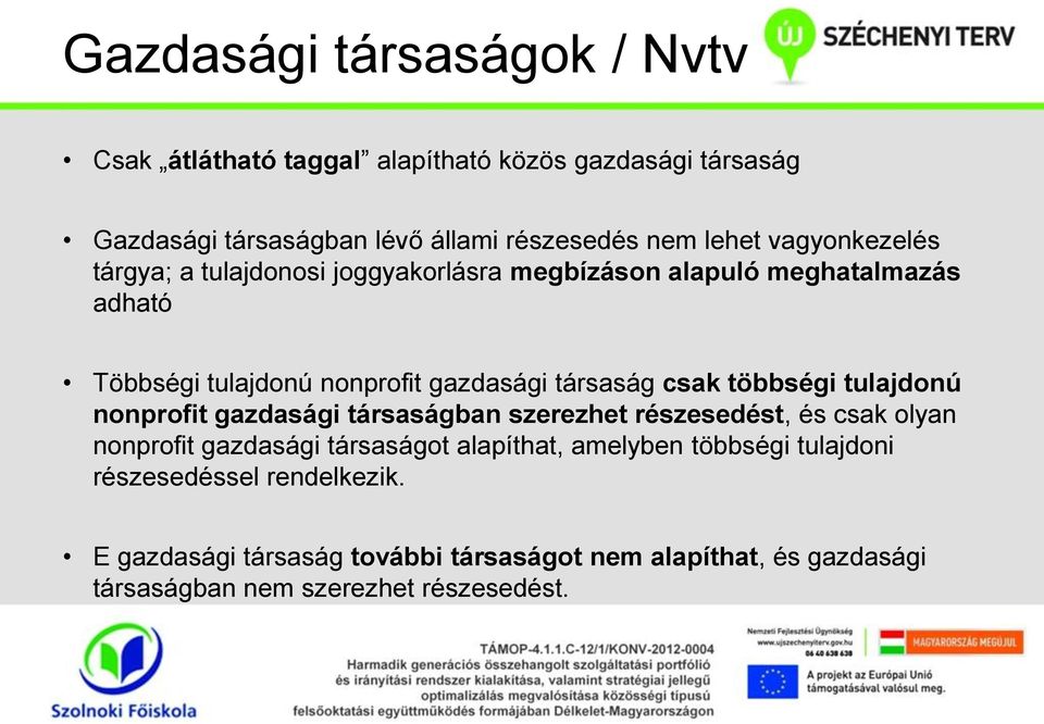 többségi tulajdonú nonprofit gazdasági társaságban szerezhet részesedést, és csak olyan nonprofit gazdasági társaságot alapíthat, amelyben