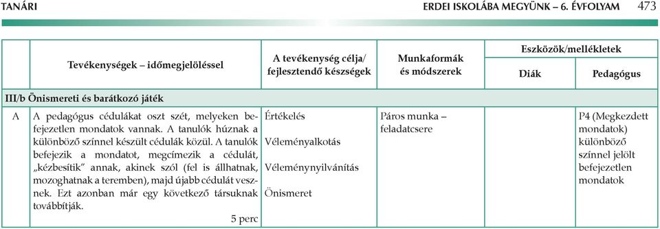 tanulók húznak a különböző színnel készült cédulák közül.