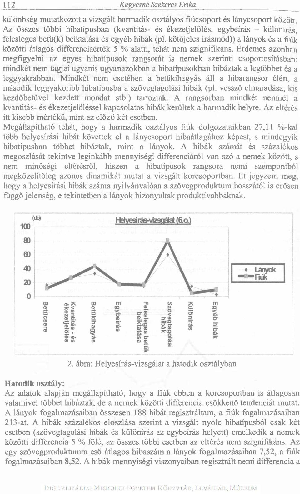 kötőjeles írásmód)) a lányok és a fiúk közötti átlagos differenciaérték 5 % alatti, tehát nem szignifikáns.