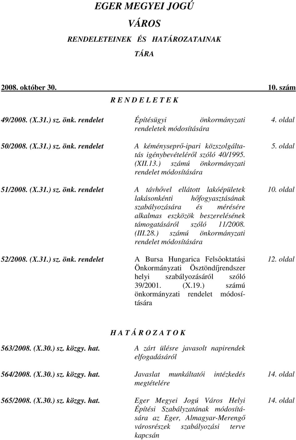 (III.28.) számú önkormányzati rendelet módosítására 52/2008. (X.31.) sz. önk. rendelet A Bursa Hungarica Felsőoktatási Önkormányzati Ösztöndíjrendszer helyi szabályozásáról szóló 39/2001. (X.19.