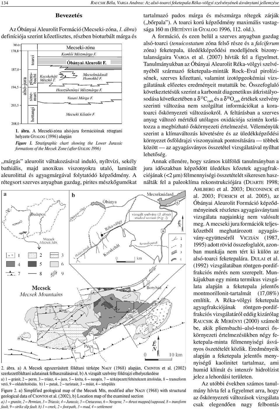 Stratigraphic chart showing the Lower Jurassic formations of the Mecsek Zone (after GYALOG 1996) márgás aleurolit váltakozásával induló, nyíltvízi, sekély bathiális, majd anoxikus viszonyokra utaló,