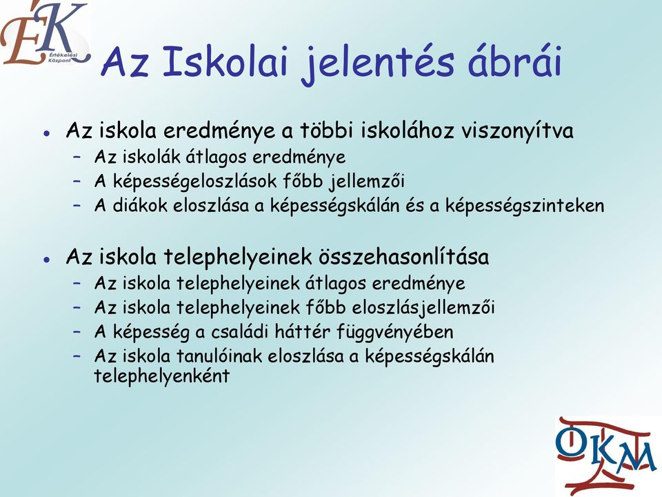 telephelyeinek összehasonlítása Az iskola telephelyeinek átlagos eredménye Az iskola telephelyeinek főbb